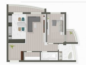 Modern apartment floor plan with top view. Sketch of a house