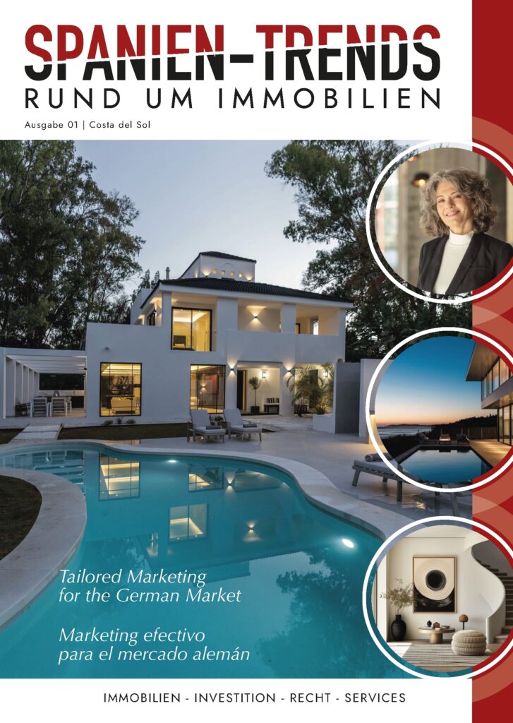 Spanientrends Cover Modern luxury villa at twilight with floor-to-ceiling windows, pool reflections, and mountain views in Marbella