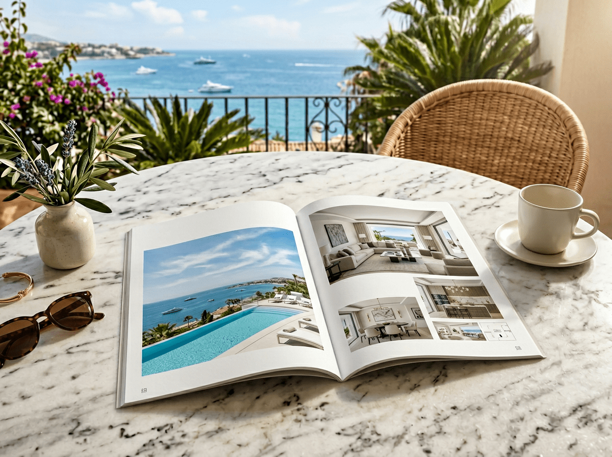 Revista inmobiliaria Costa del Sol sobre mesa elegante