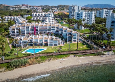 Aerea shot urbanization Calahonda Mijas next to the sea