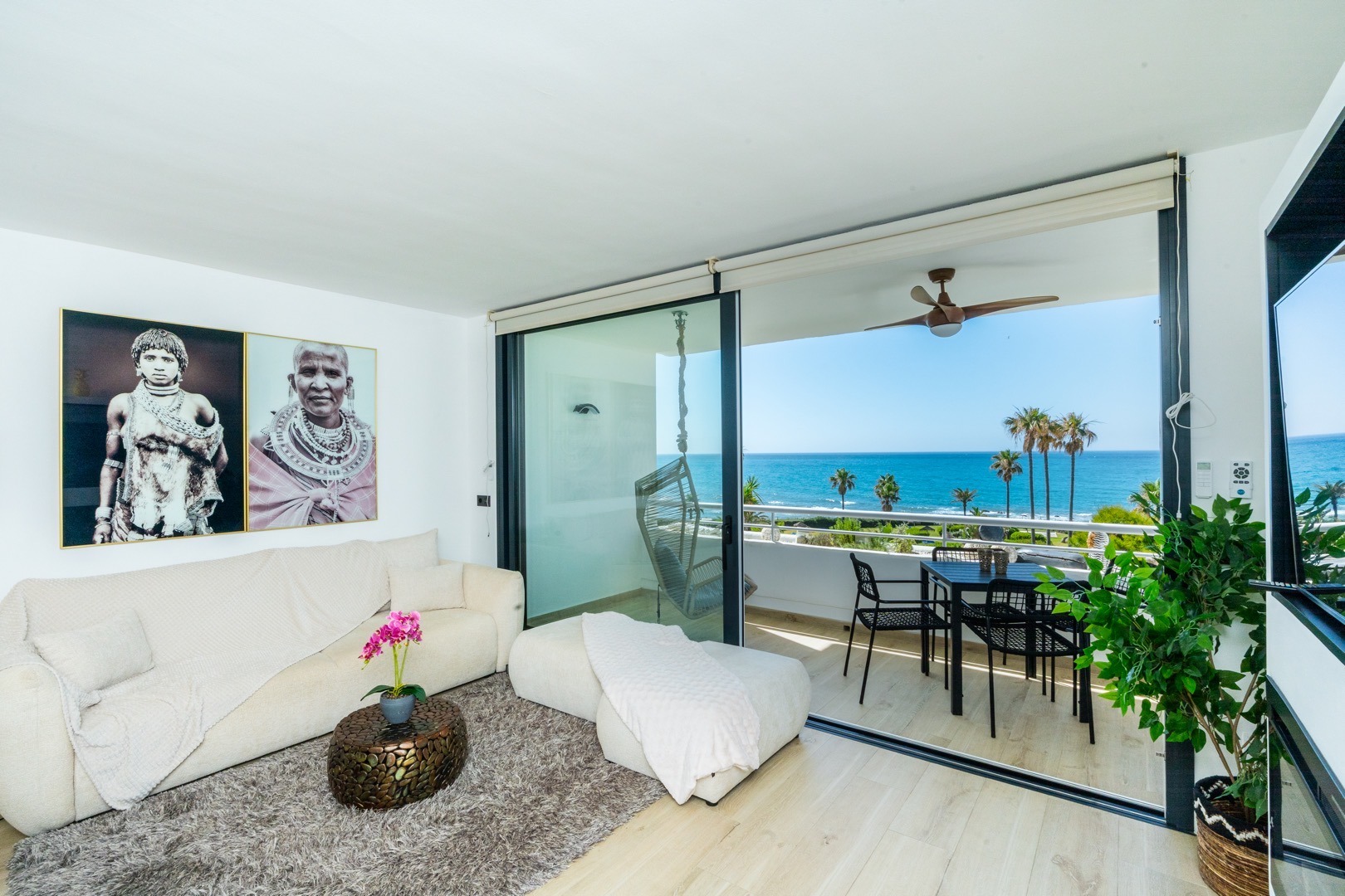 Living room opening to a sea-view terrace, Fuengirola – real estate photography