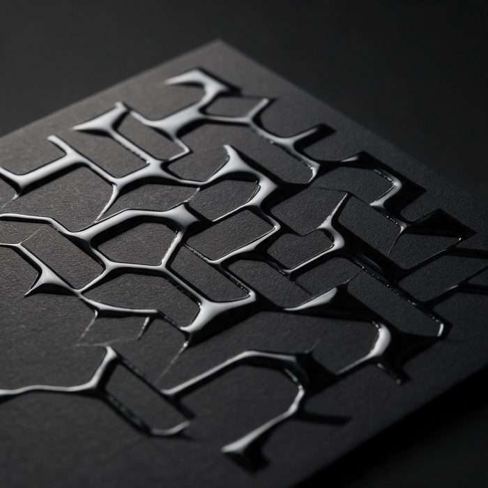 Barniz selectivo 3D en relieve sobre tarjeta negra
